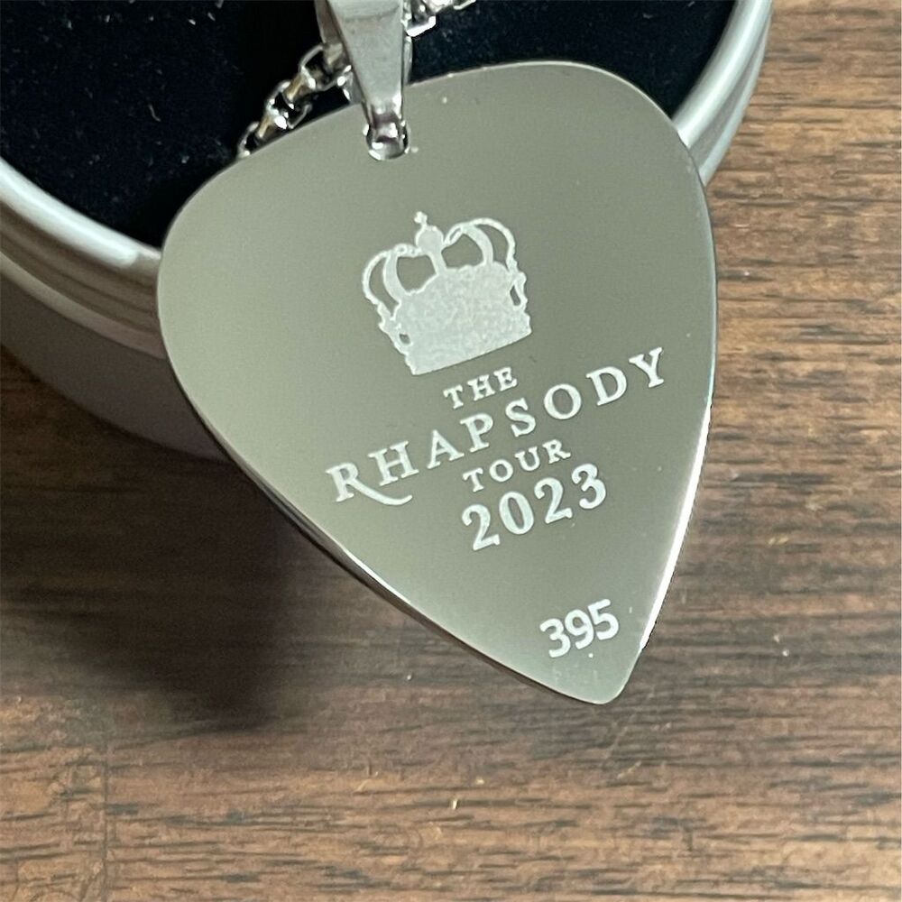 Queen Rhapsody Tour 2023 Silver Guitar Pick Necklace Unisex #395